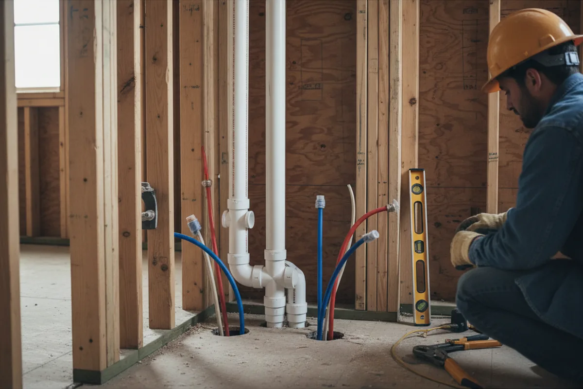 Drain and supply rough-in during Leak Detection in West Chesterfield